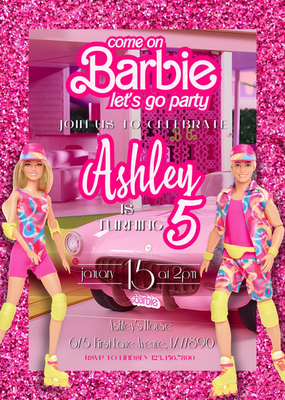 Barbie Pink customizable invitation template | Share or Print | girl | LQ487
