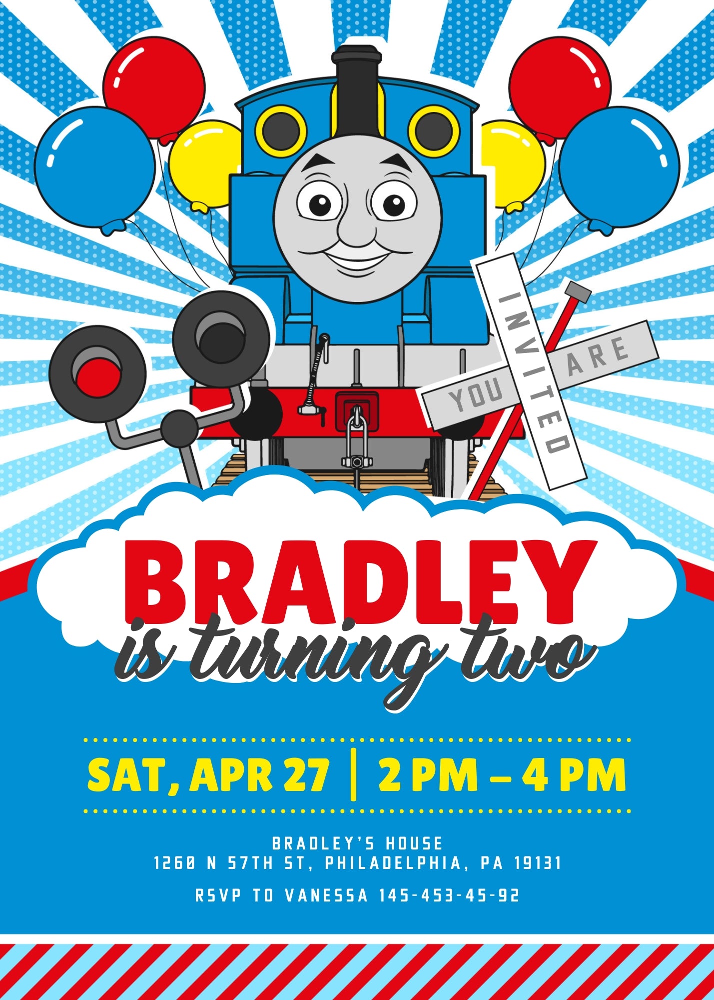 Thomas Train & Friends customizable invitation template | Share or Print | HS125