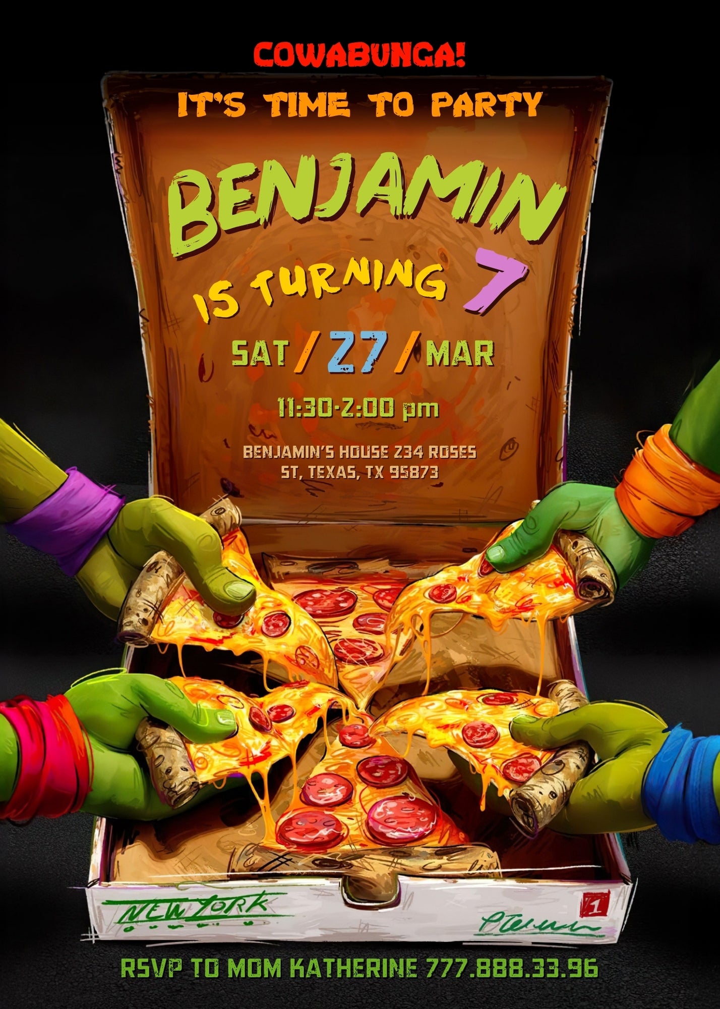 Teenage Mutant Ninja Turtles Mutant Mayhem customizable invitation template | Share or Print | boy | MA890