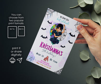 Wednesday Addams customizable invitation template | Share or Print | girl | YO486