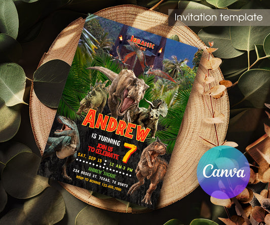 Jurassic Park Dinosaur customizable invitation template | Share or Print | MN481