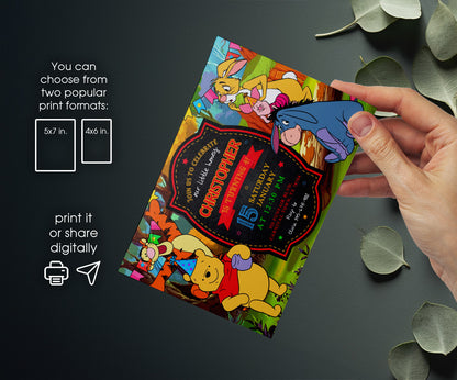 Winnie the Pooh customizable invitation template | Share or Print | WD211