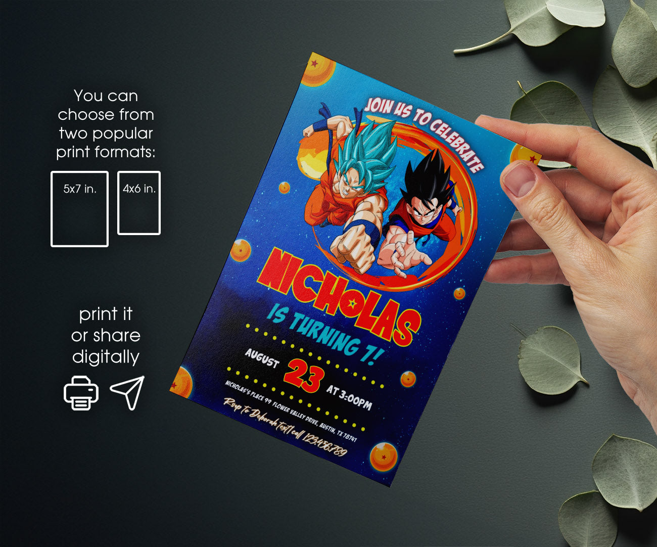 Dragon Ball Z Anime customizable invitation template | Share or Print | boy | YZ167
