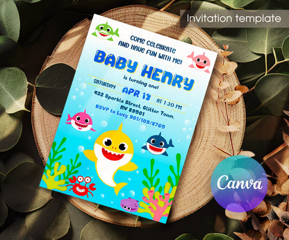 Baby Shark customizable invitation template | Share or Print | WG043