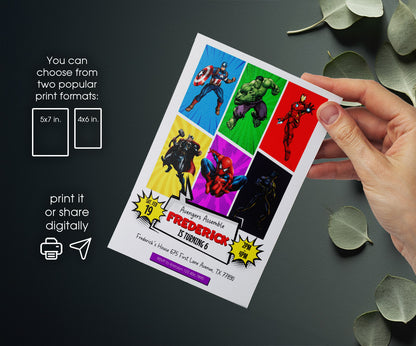 Avengers Marvel Superhero customizable invitation template | Share or Print | boy | CZ820