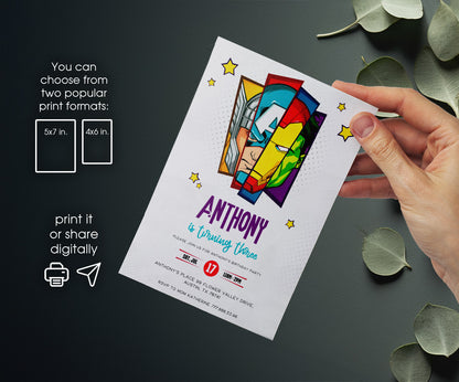 Avengers Marvel Superhero customizable invitation template | Share or Print | boy | HK198