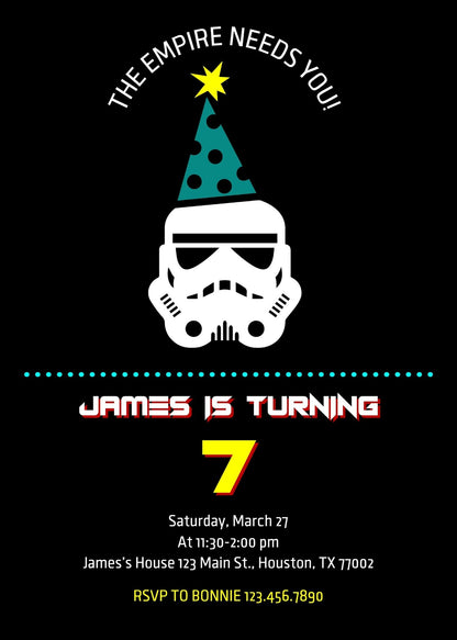 Star Wars Darth Vader customizable invitation template | Share or Print | boy | WF468