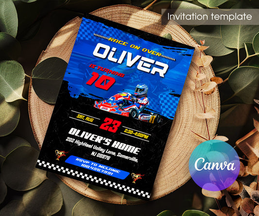 Go Kart Karting Racing customizable invitation template | Share or Print | boy | EJ777