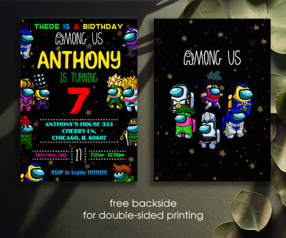 Among Us Gamer customizable invitation template | Share or Print | EP299