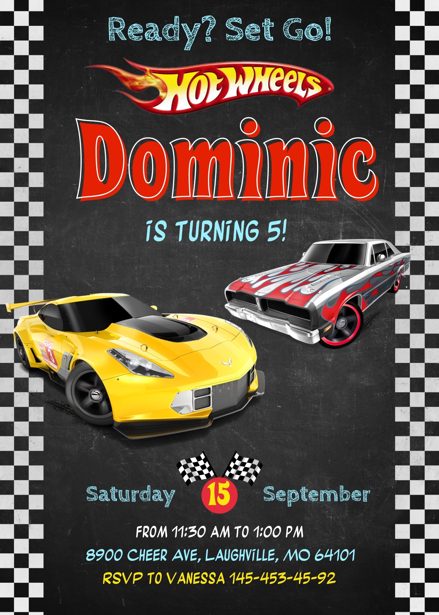 Hot Wheels Racing customizable invitation template | Share or Print | boy | QU191