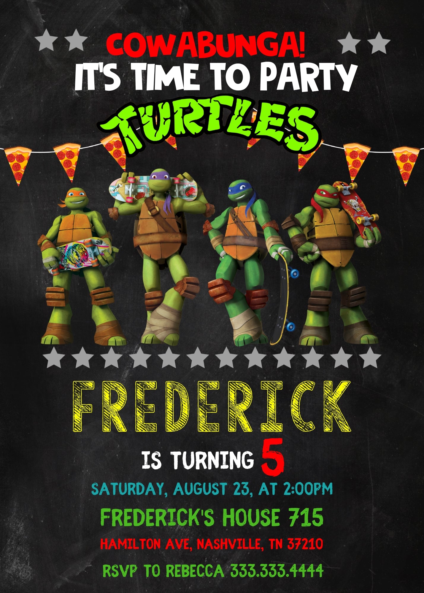 Teenage Mutant Ninja Turtles customizable invitation template | Share or Print | boy | CT140
