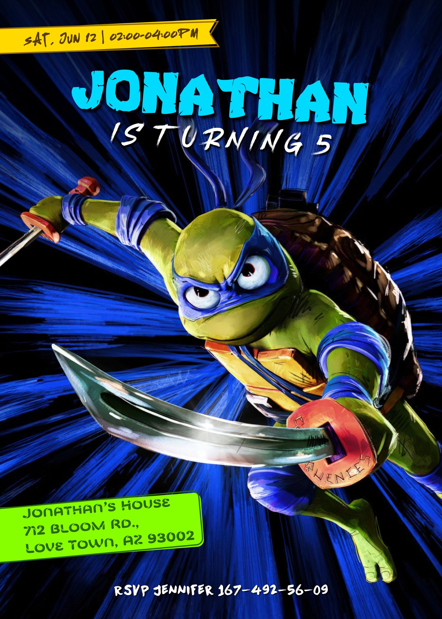 Teenage Mutant Ninja Turtles Mutant Mayhem customizable invitation template | Share or Print | boy | GU512