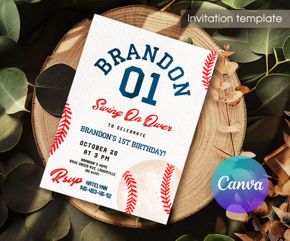 Baseball MLB Sport customizable invitation template | Share or Print | boy | UF097