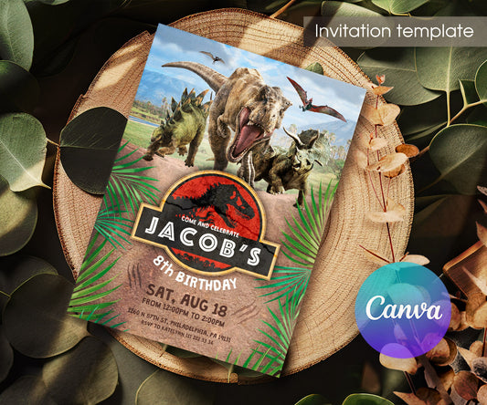 Jurassic Park Dinosaur customizable invitation template | Share or Print | RC765