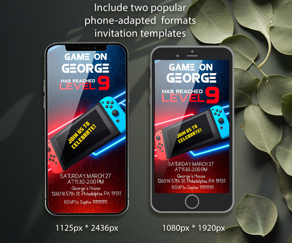 Nintendo Switch Gamer customizable invitation template | Share or Print | NZ326
