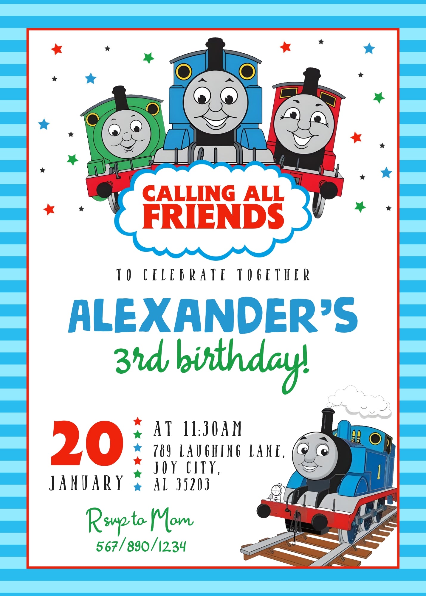Thomas Train & Friends customizable invitation template | Share or Print | XG695