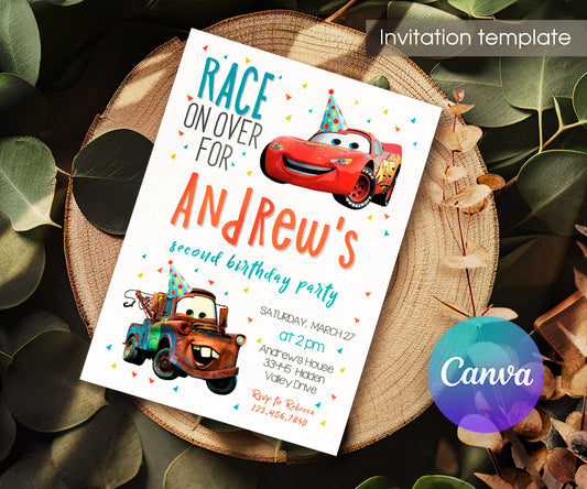 Cars Lightning McQueen customizable invitation template | Share or Print | boy | AI626