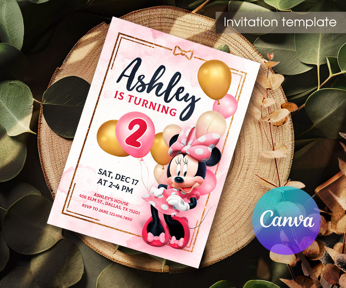 Minnie Mouse Disney Mickey customizable invitation template | Share or Print | girl | RC095