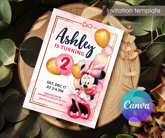 Minnie Mouse Disney Mickey customizable invitation template | Share or Print | girl | RC095