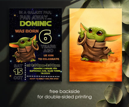 Baby Yoda Grogu Star Wars Mandalorian customizable invitation template | Share or Print | boy | XA616
