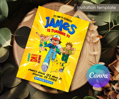 Pokemon Pikachu customizable invitation template | Share or Print | II247