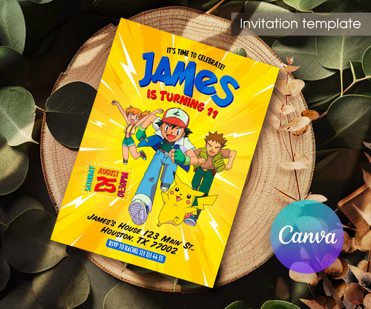 Pokemon Pikachu customizable invitation template | Share or Print | II247