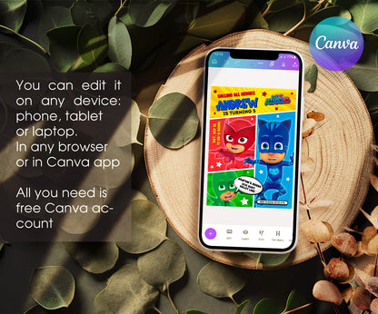 PJ Masks customizable invitation template | Share or Print | WA798