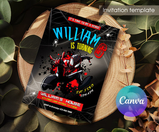 Spider Man Across the Spider-Verse customizable invitation template | Share or Print | boy | VI527