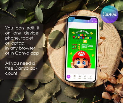 Super Mario Bros customizable invitation template | Share or Print | DL575