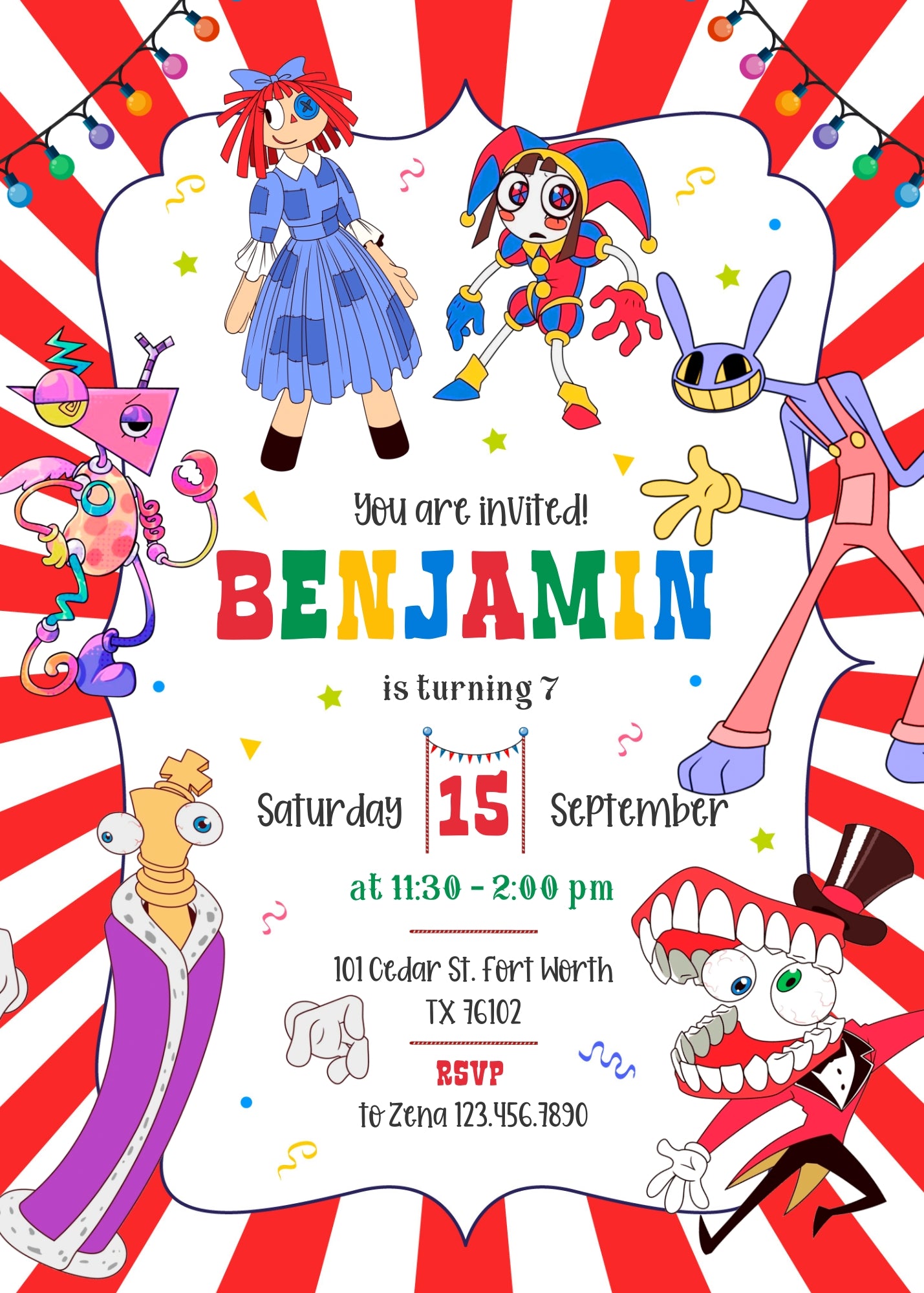 The Amazing Digital Circus customizable invitation template | Share or Print | GF179