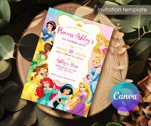 Disney Princess customizable invitation template | Share or Print | girl | EI251