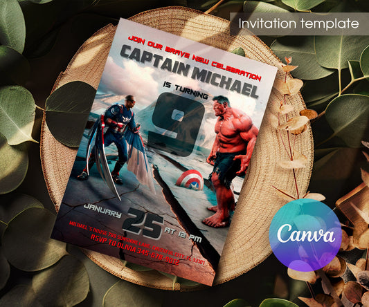 Captain America: Brave New World, Red Hulk customizable invitation template | Share or Print | boy | EP703