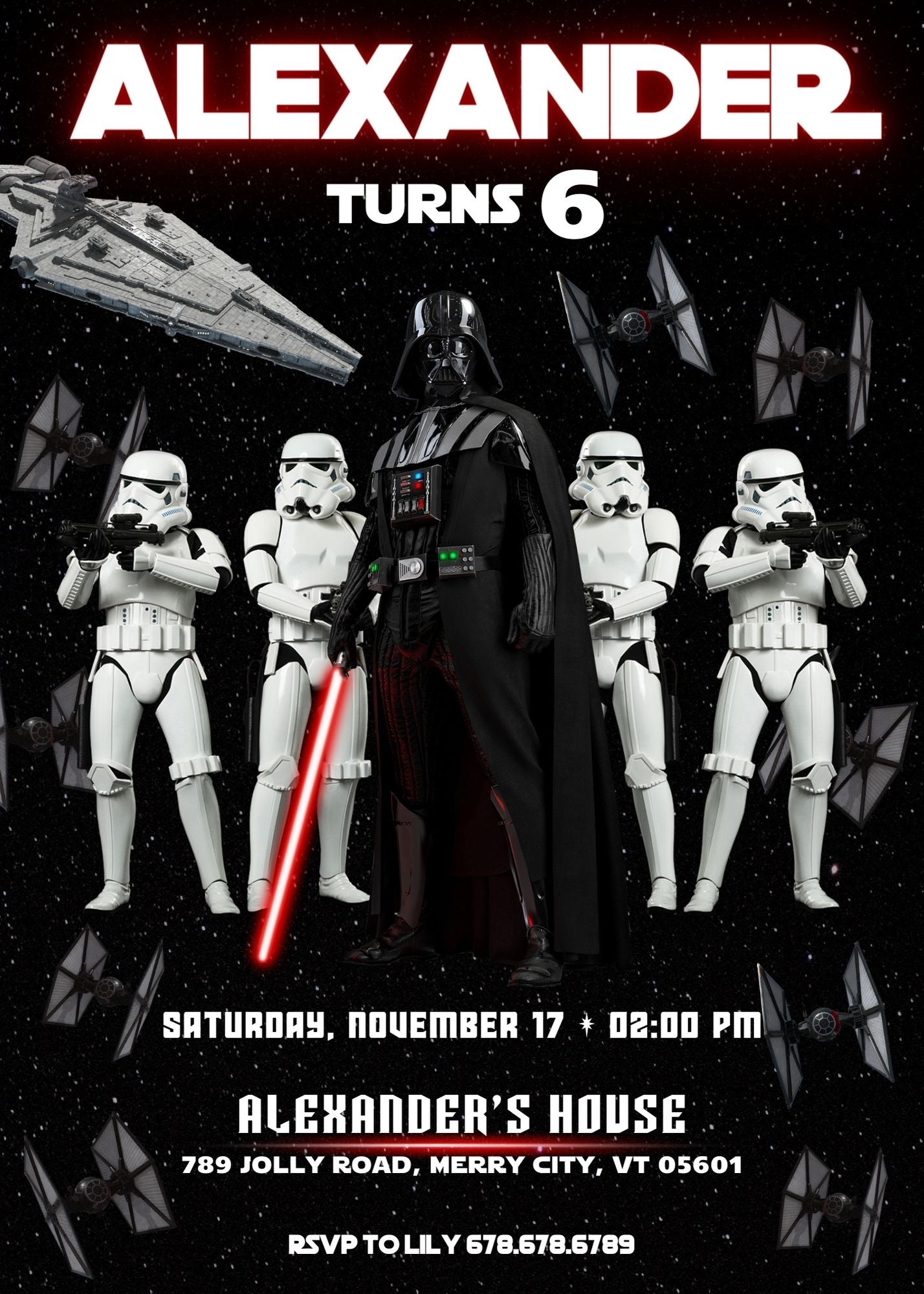Star Wars Darth Vader customizable invitation template | Share or Print | boy | VQ295