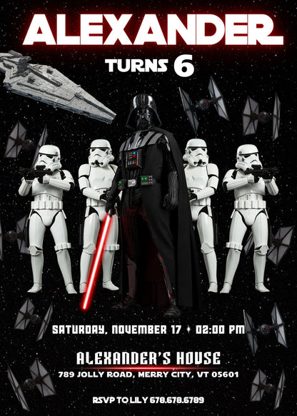 Star Wars Darth Vader customizable invitation template | Share or Print | boy | VQ295