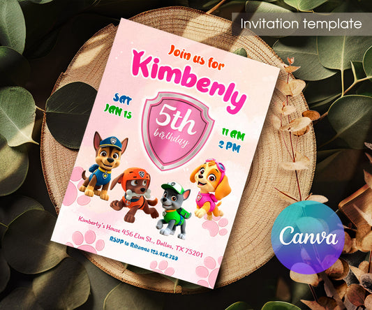 PAW Patrol customizable invitation template | Share or Print | NY321