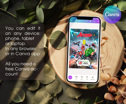 Avengers Marvel Superhero customizable invitation template | Share or Print | boy | XD776