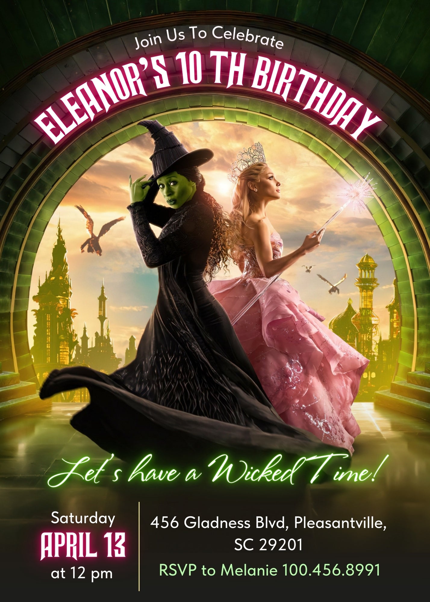 Wicked Musical Movie customizable invitation template | Share or Print | PH958