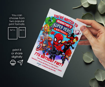 Avengers Marvel Superhero customizable invitation template | Share or Print | boy | WG375