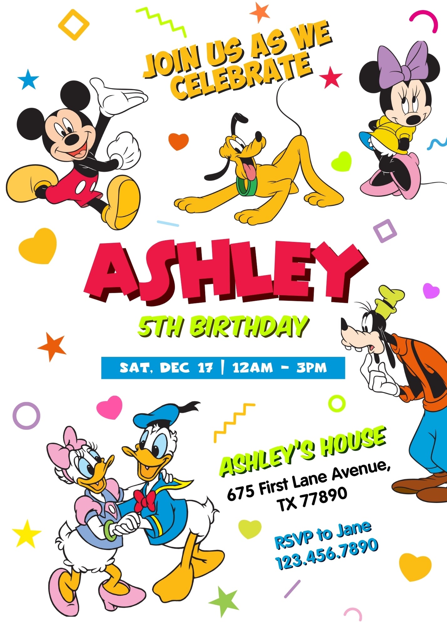Clubhouse Mickey Mouse customizable invitation template | Share or Print | FP487