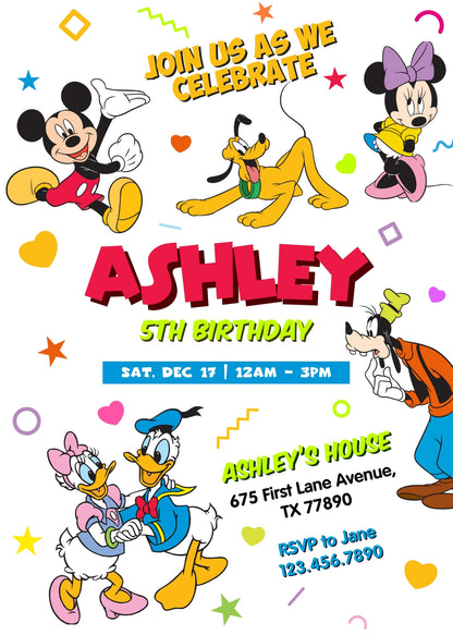 Clubhouse Mickey Mouse customizable invitation template | Share or Print | FP487