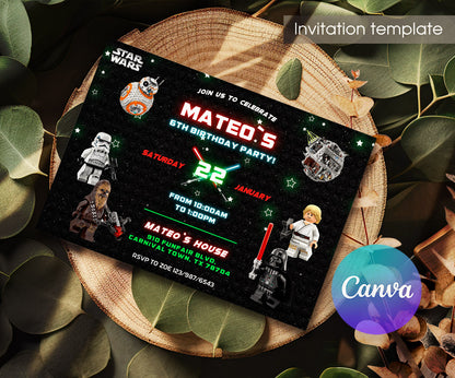 Star Wars Darth Vader Lego Minifigures customizable invitation template | Share or Print | UE140