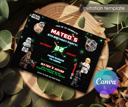 Star Wars Darth Vader Lego Minifigures customizable invitation template | Share or Print | UE140