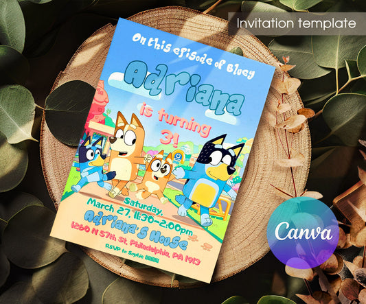 Bluey Bingo customizable invitation template | Share or Print | AB542