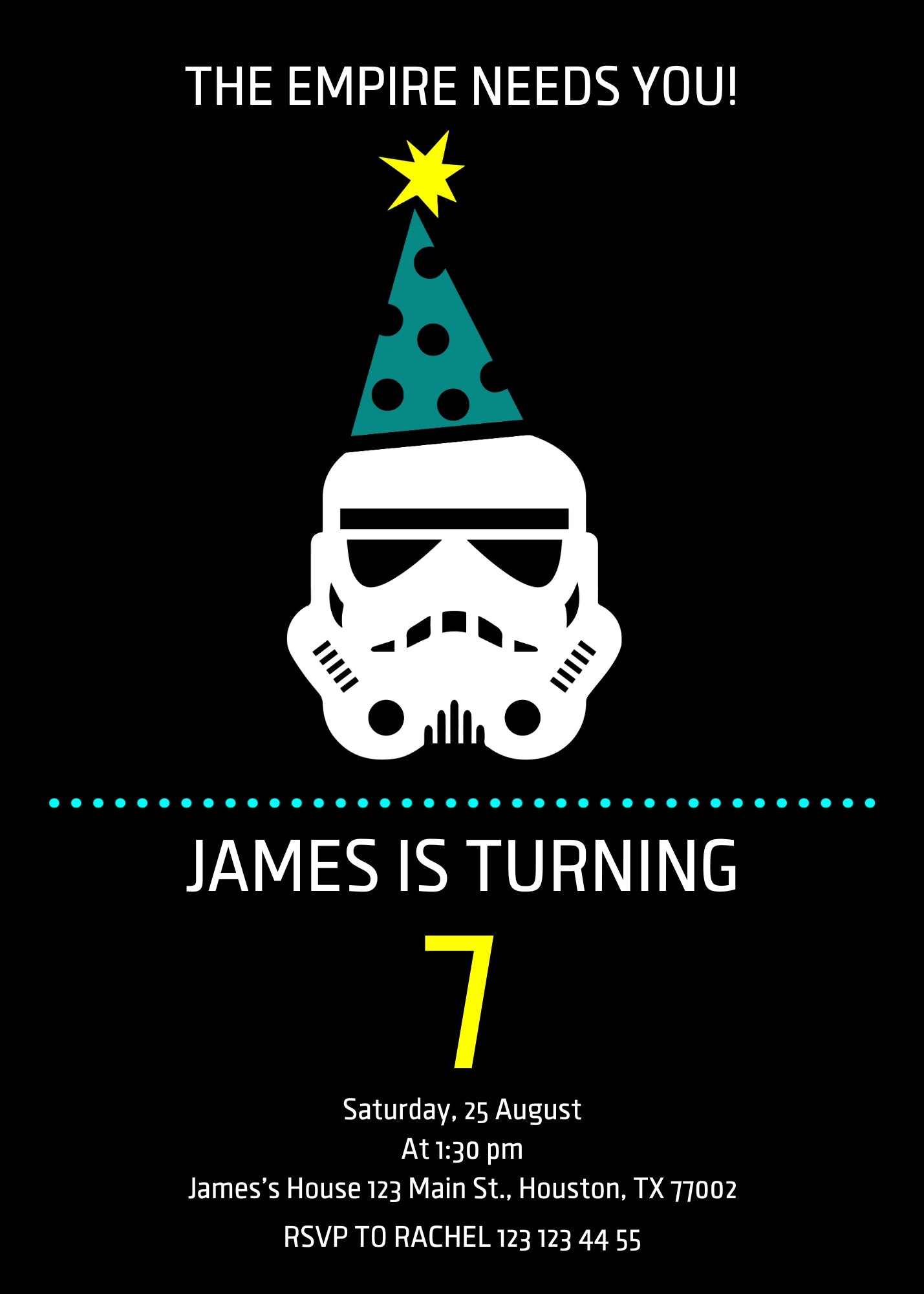 Star Wars Darth Vader customizable invitation template | Share or Print | boy | FD971