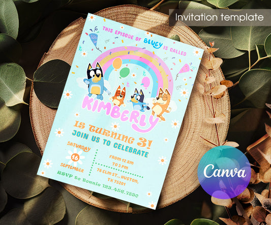 Bluey Bingo customizable invitation template | Share or Print | WK004