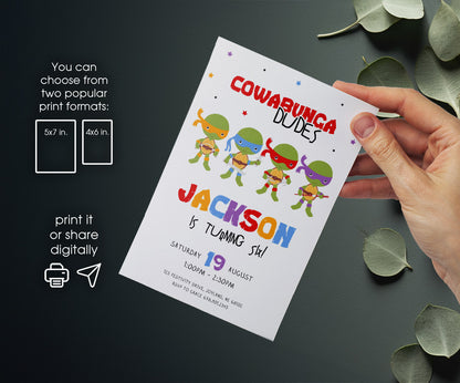 Teenage Mutant Ninja Turtles customizable invitation template | Share or Print | boy | DL043