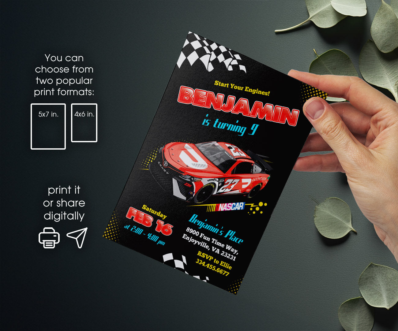 Nascar Racing Ricky Bobby customizable invitation template | Share or Print | boy | VK050