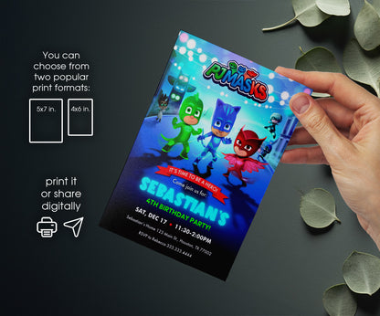 PJ Masks customizable invitation template | Share or Print | SF201