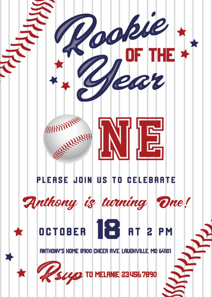 Baseball MLB Sport customizable invitation template | Share or Print | boy | PH780
