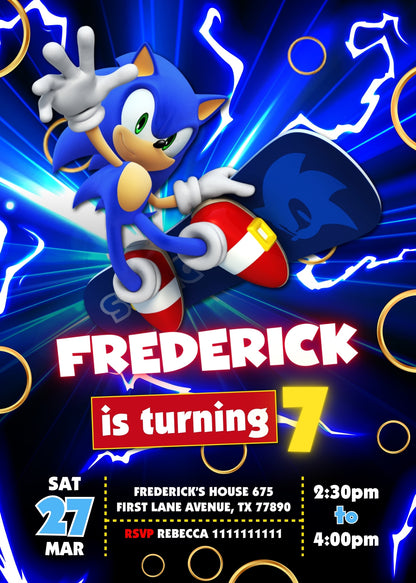 Sonic the Hedgehog customizable invitation template | Share or Print | KR353